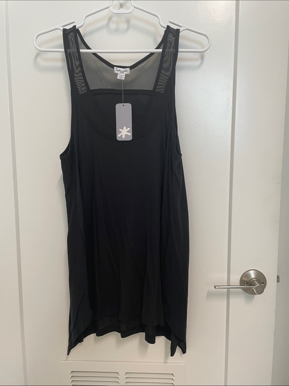 Splendid Black Mesh-Accented Tunic Tank